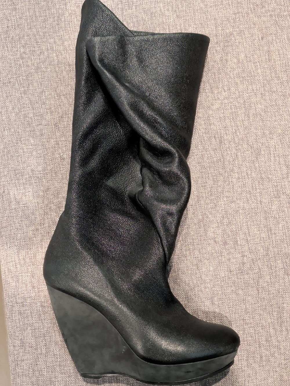 Balenciaga - Black Wedge Mid Calf High Boots - Picture 3 of 4
